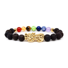 PIXIU WEALTH BRACELET WITH 7 CHAKRA AND LAVA STONE