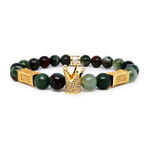Royal African Bloodstone Bracelet with CZ Crown