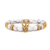 Royal Howlite Bracelet with CZ Crown & Charms