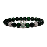 Give your personality more power with the amazing green tiger eye Bracelet with CZ Crown
