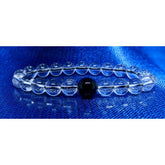 Enhance mental clarity Clear Crystal Bracelet with Black Agate