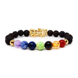 Pixiu Wealth Bracelet with 7 chakra & Lava Stone
