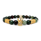 Royal African Bloodstone Bracelet with CZ Crown