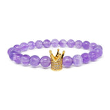Knowledge And Wisdom Amethyst Bracelet with CZ Crown