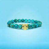 Limited Edition: Feroza Bracelet with Gold-Plated CZ Leopard