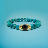 Royal Feroza Bracelet with Crown and Black Obsidian Elegance