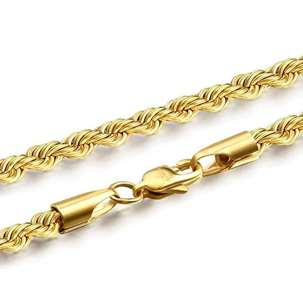 Italian Stainless Steel 22k Micro Gold Plated Chain For Men