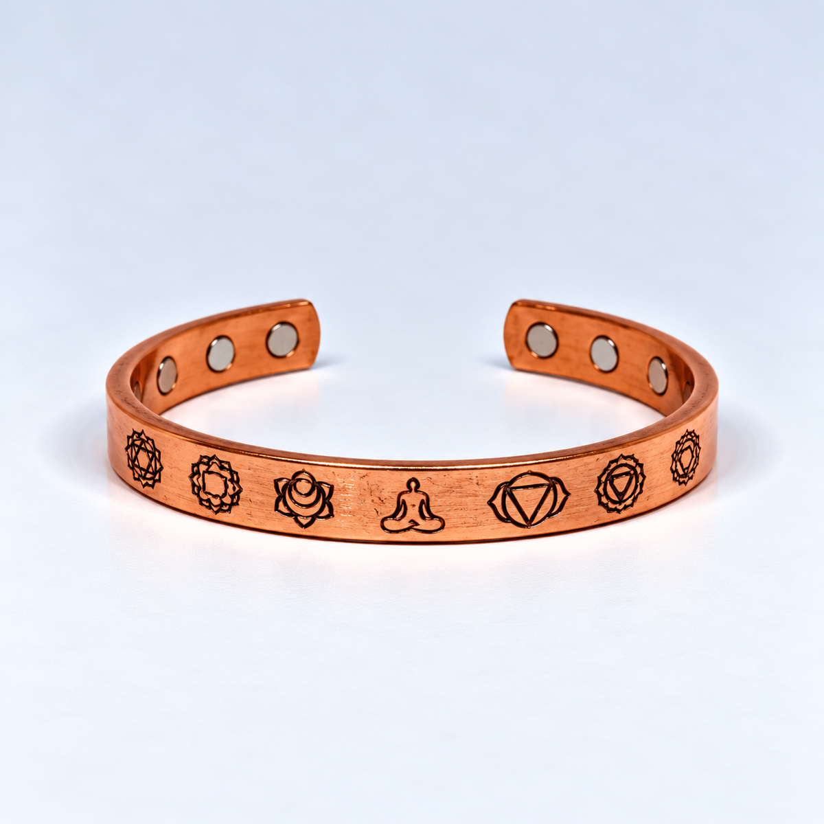 7 Chakra Engraved Magnetic Copper Kada for Men & Women | Spiritual Bracelet