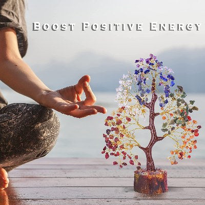Positive Energy, Fortune, Money &  Good Luck 7 Chakra Tree Bonsai, Feng Shui Decor, Crystal Tree Spiritual Gifts