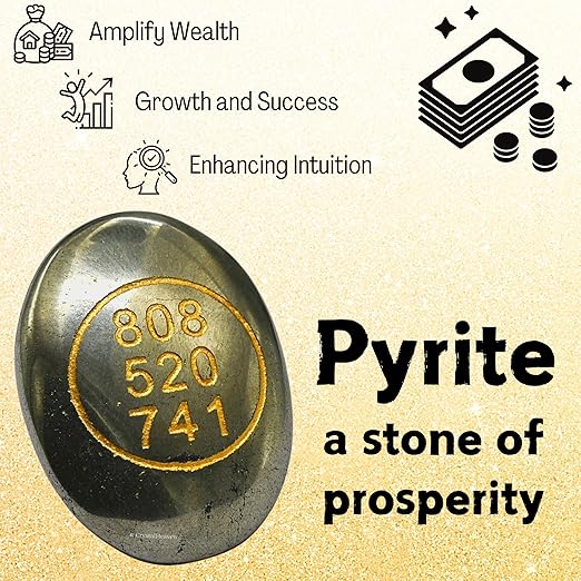Pyrite Zibu Symbols Crystal for Money - Lucky Stone 808520741 Zibu Coin - 520741 Stone for Money, Wealth, Abundance and Prosperity Manifestation