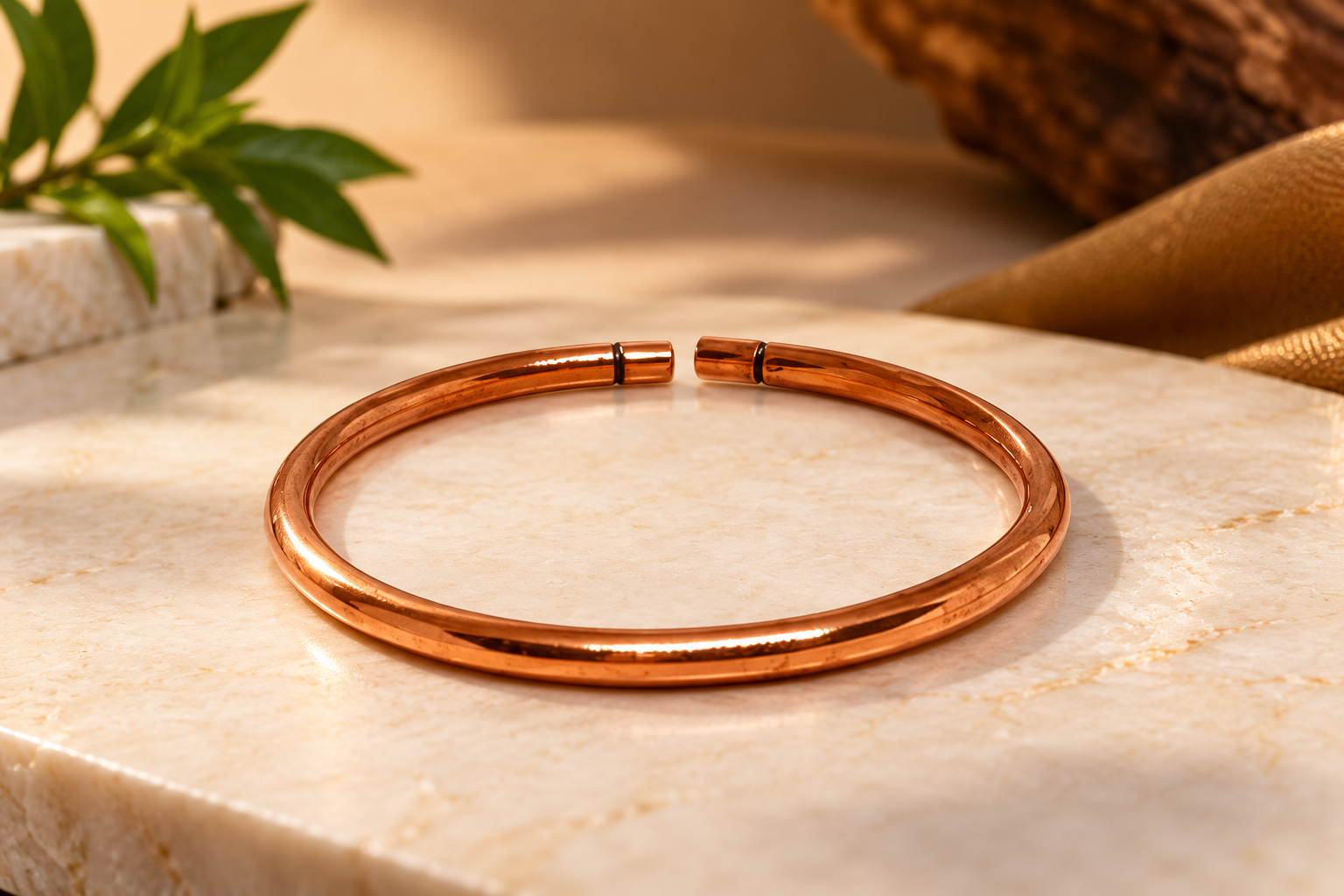 Premium Copper Magnetic Kada Bracelet for Men | Minimalist Open Cuff Design | GemsYatra