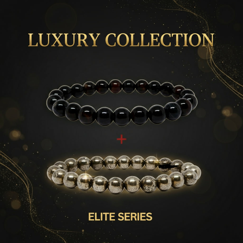 Riche Rich Combo (Pyrite Bracelet + Black Obsidian Bracelet)