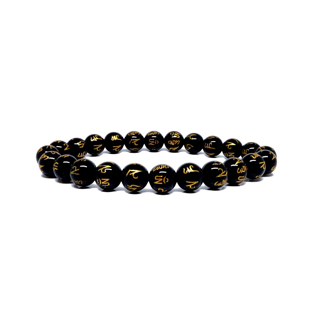 Om Mani Padme Hum Black Onyx Bracelet
