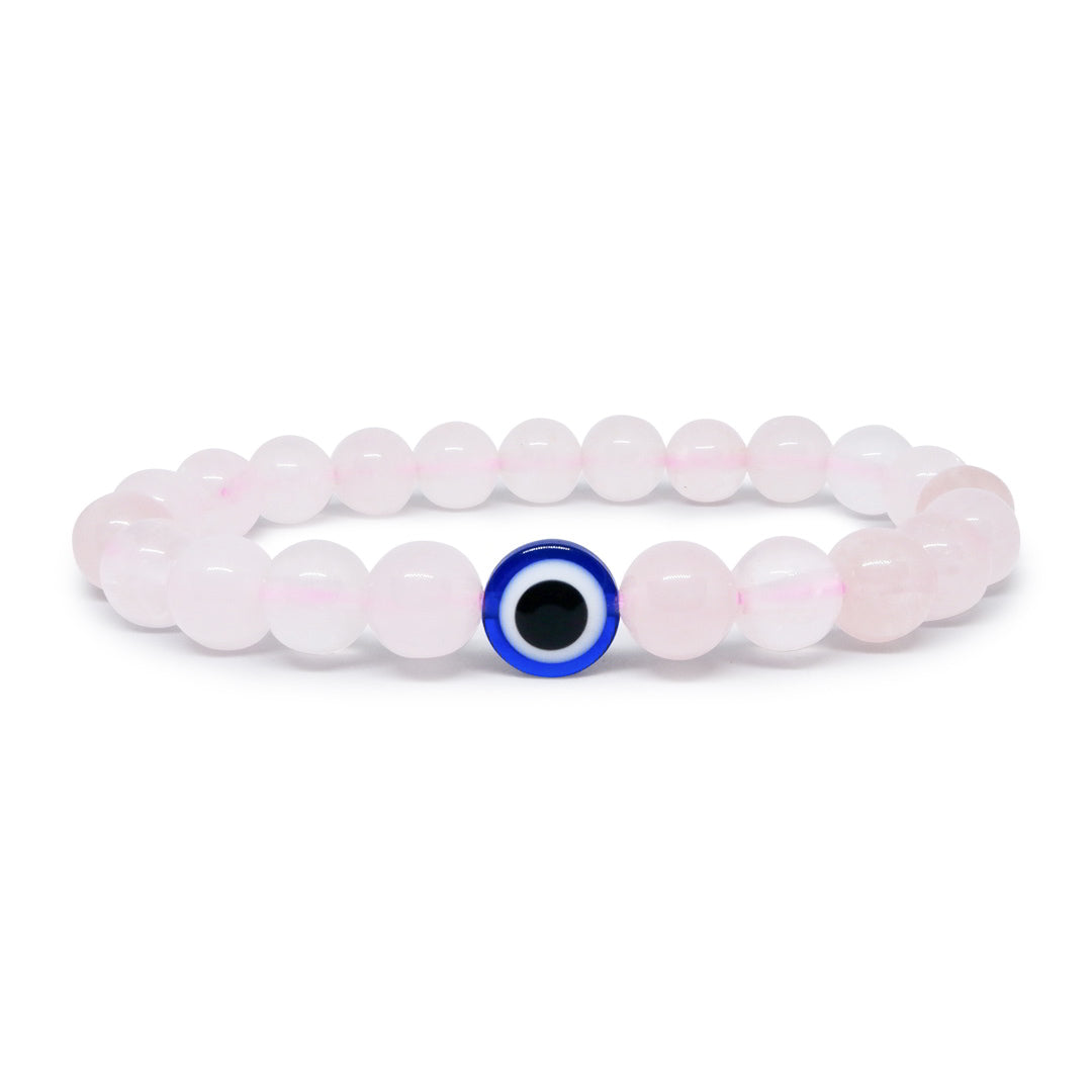 Brings Love Rose Quartz Evil Eye Bracelet with Evil Eye