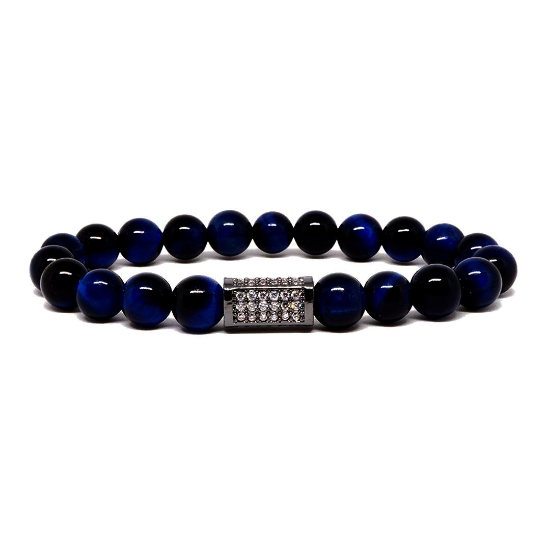 Increase Your Aura Bracelet with Blue Tiger Eye & CZ Cuboid