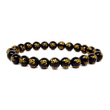 Onyx/Obsidian Om Engraved Bracelet