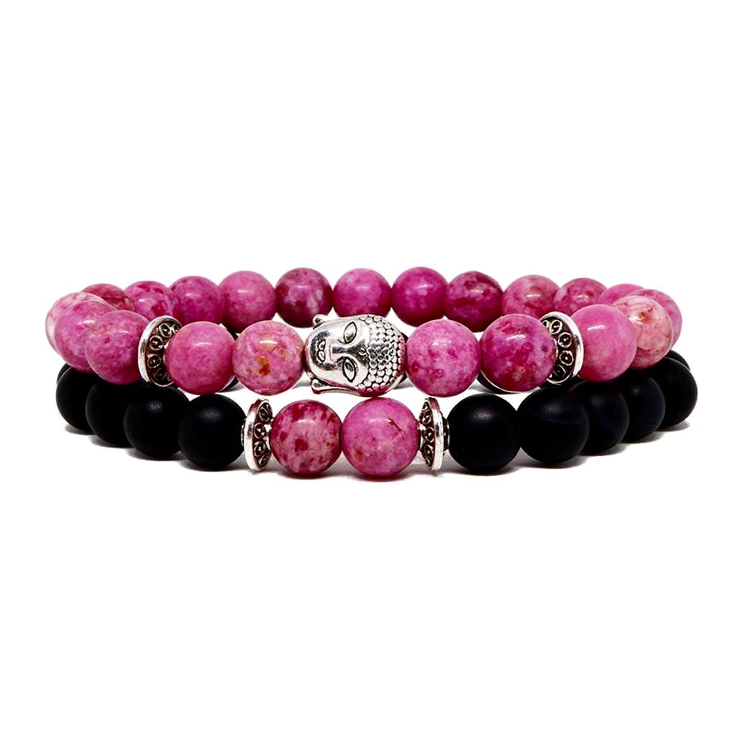 Stone of Empowerment Pink Jasper Bracelet with Buddha Head
