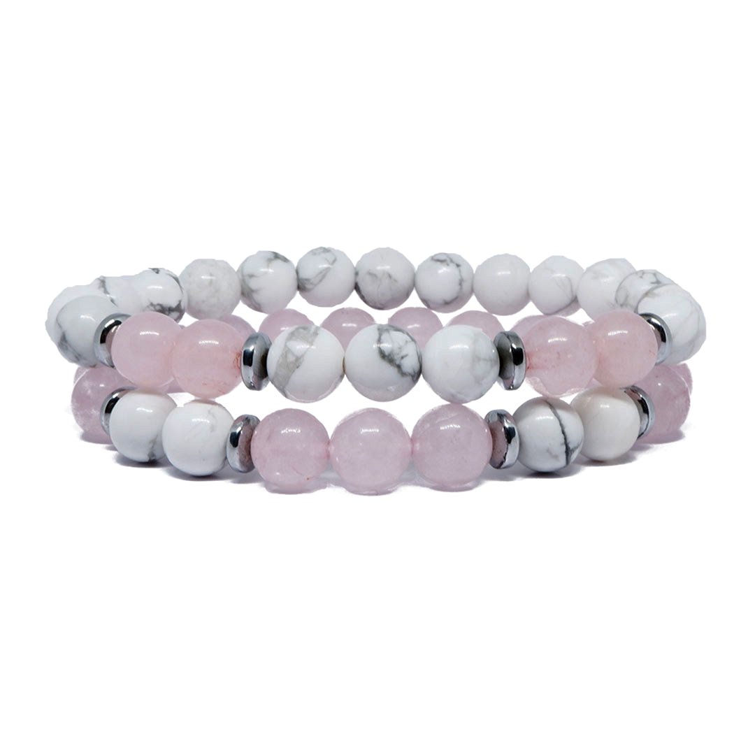 Love Wisdom Paired Bracelet with Rose Quartz & Howlite