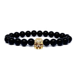 Success Bracelet with Black Agate & 22k Gold Plated CZ Charm