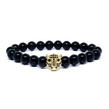 Success Bracelet with Black Agate & 22k Gold Plated CZ Charm