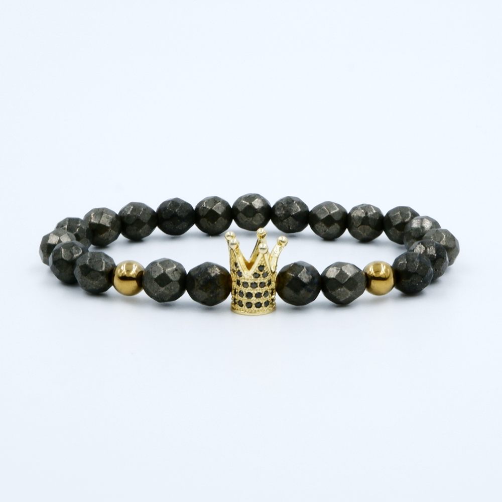 Diamond Cut Pyrite Crown Bracelet