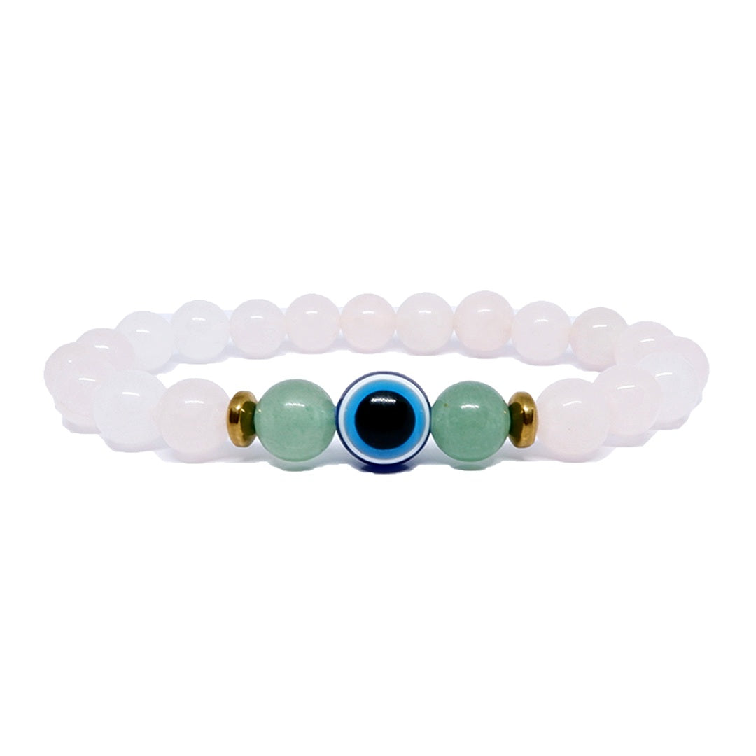 Bringing Good Vibes Evil Eye Rose Quartz Aventurine Bracelet