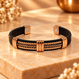 Copper & Artificial Leather Magnetic Kada Bracelet for Men | GemsYatra