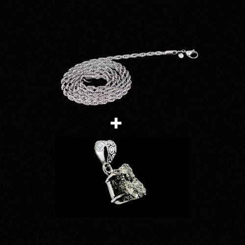Geode Pyrite Talisman Pendant with Stainless Steel Chain