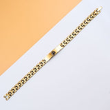 Bring positivity, calms down your senses, relieves tension Om Engraved 22k Gold Plated Chian Bracelet for Unisex