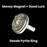 Oval Geode Pyrite Ring in German Silver Frame A Natural and Elegant Accessory