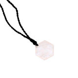Stylish Hexagon Rose Quartz Pendant on Black Thread - A Chic and Elegant Accessory