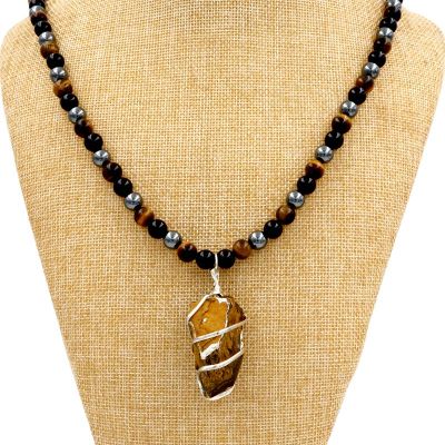 Triple Protection 108 Beads Meditation Mala with Raw Tiger Eye Pendant