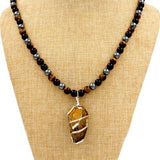 Triple Protection 108 Beads Meditation Mala with Raw Tiger Eye Pendant