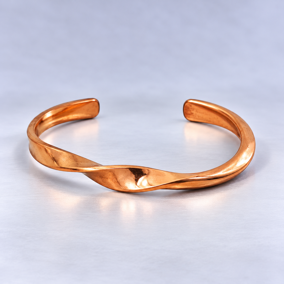 Twisted Copper Kada for Men & Women | Stylish Free Size Copper Bracelet