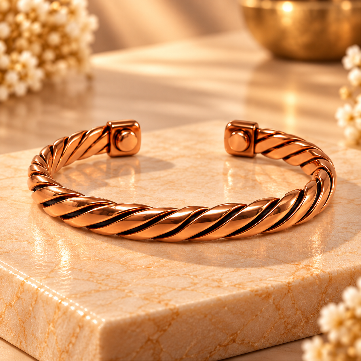 Premium Twisted Design | Copper Magnetic Kada Bracelet for Men | GemsYatra