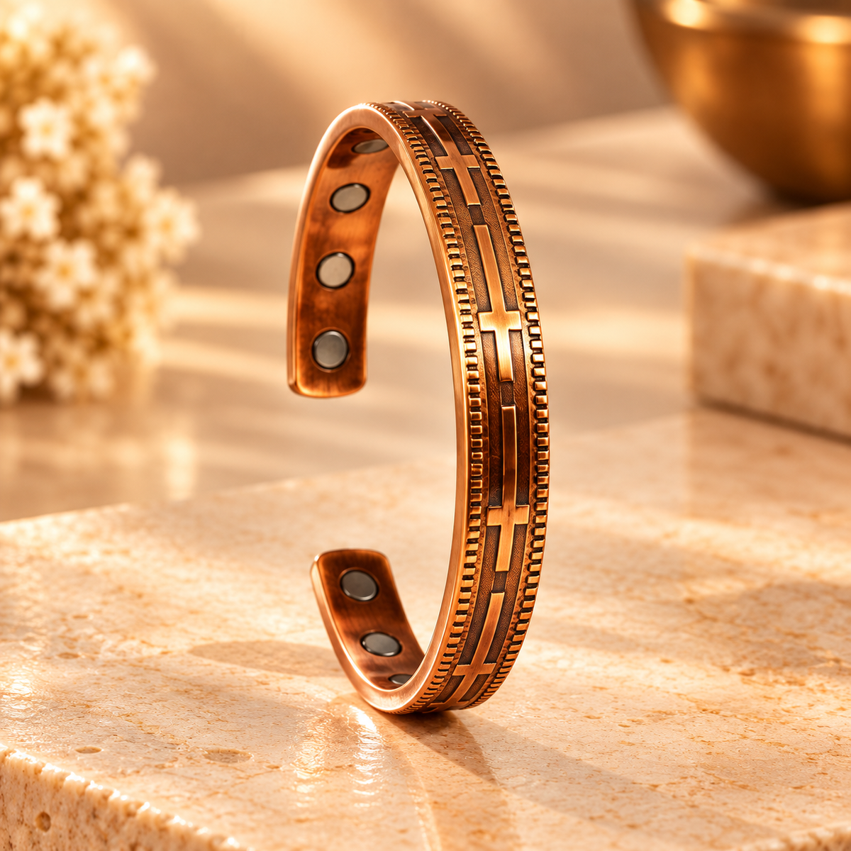 Holy Cross Magnetic Copper Kada for Men & Women | GemsYatra