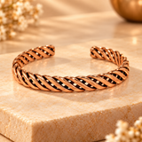 Premium Twisted Copper-Tone Open Kada Bracelet for Men | GemsYatra