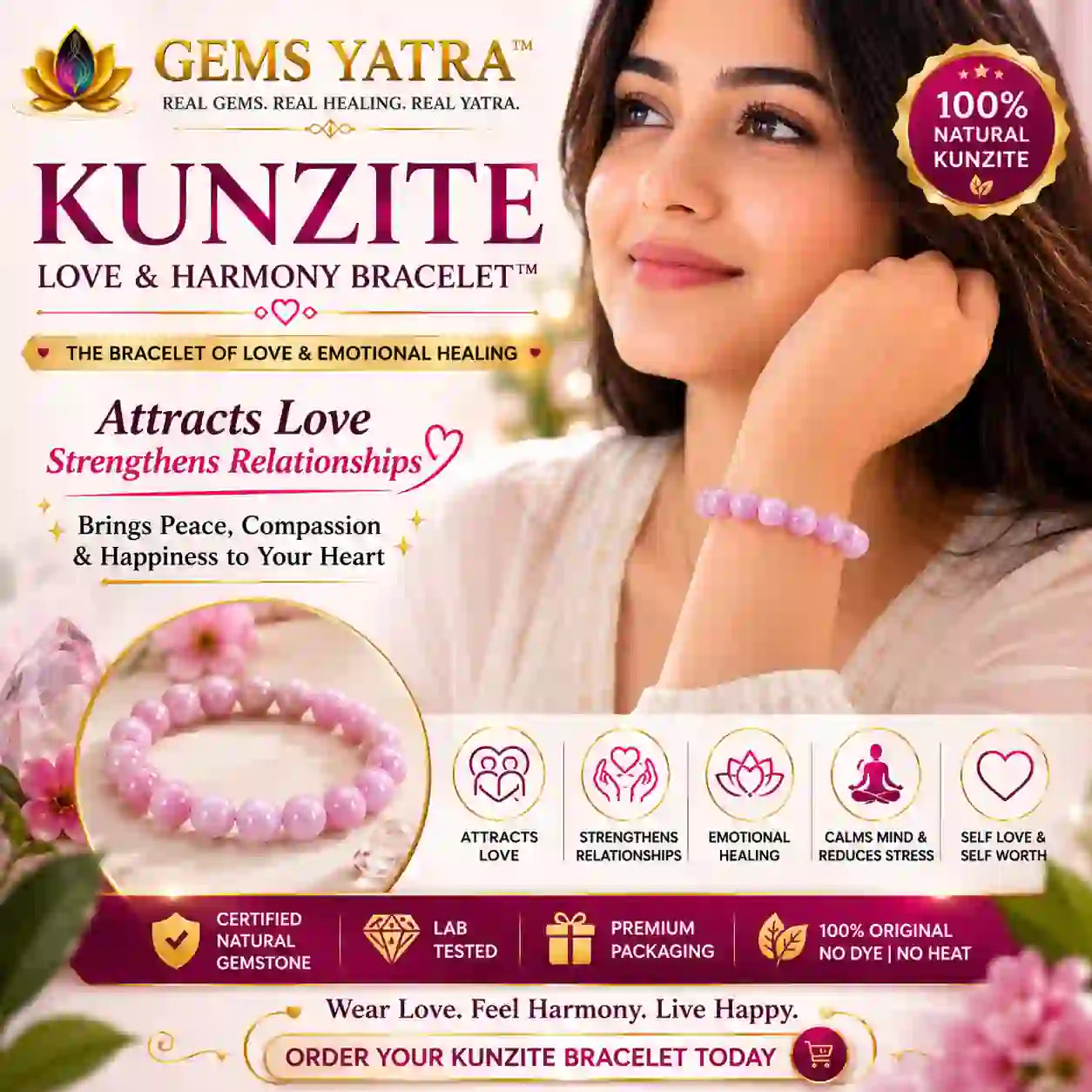 Kunzite Love Attraction Bracelet