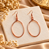 Korean Style Copper Oval Hoop Earrings - pain relief, blood circulation, arthritis relief