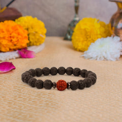 Divine Rudraksha Bracelet With Lava Stone