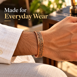 Premium Copper Kada for Men & Women | Designer Tamba Bracelet | Adjustable Open Cuff