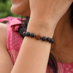 Divine Rudraksha Bracelet With Lava Stone