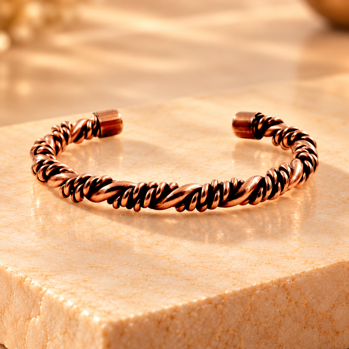 Braided and Wrapped Copper Cuff Bracelet for Unisex